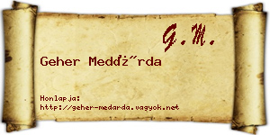 Geher Medárda névjegykártya
